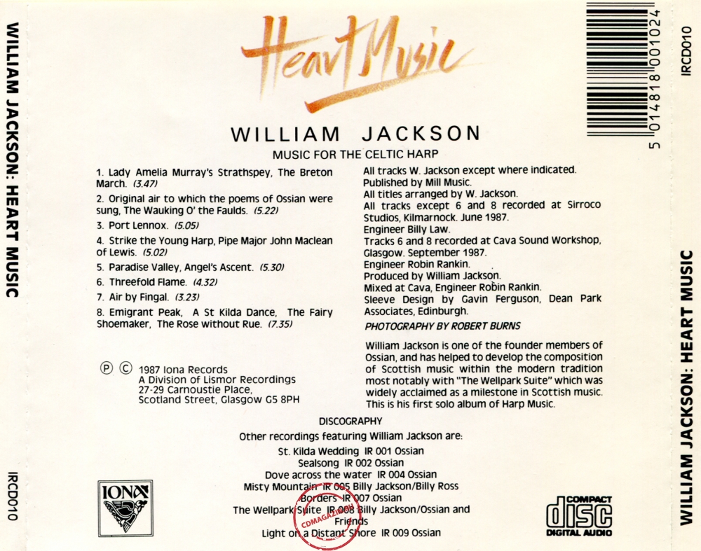 Audio CD: William Jackson (1987) Heart Music