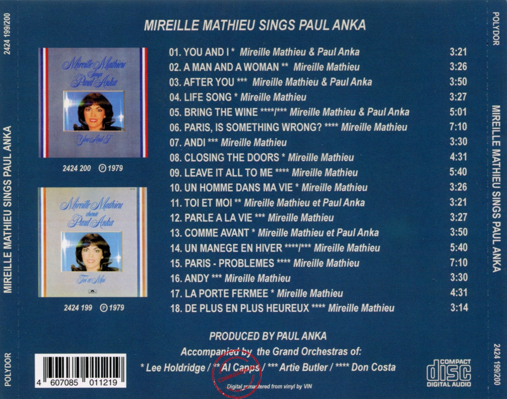 Audio CD: Mireille Mathieu (1979) Sings Paul Anka - You And I + Toi Et Moi