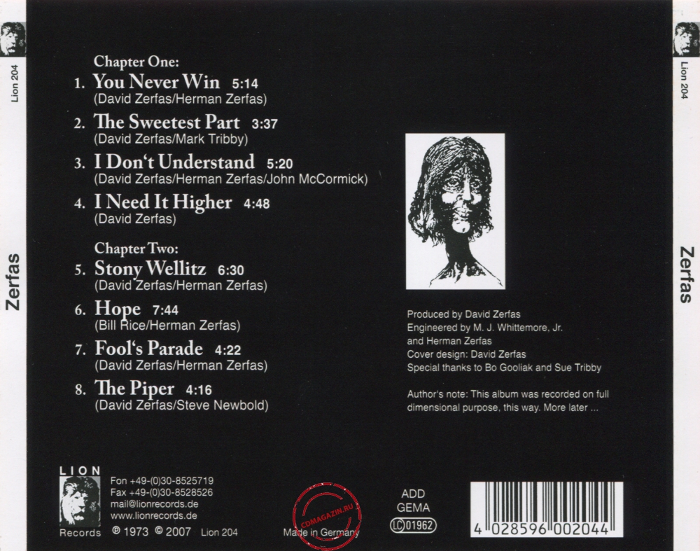 Audio CD: Zerfas (1973) Zerfas