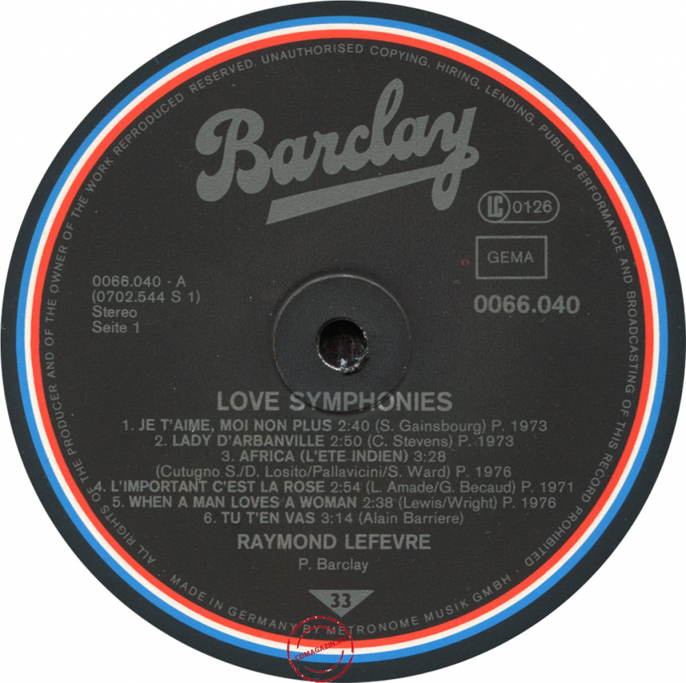 Оцифровка винила: Raymond Lefevre (1976) Love Symphonies Оцифровка винила: Raymond Lefevre (1976) Love Symphonies