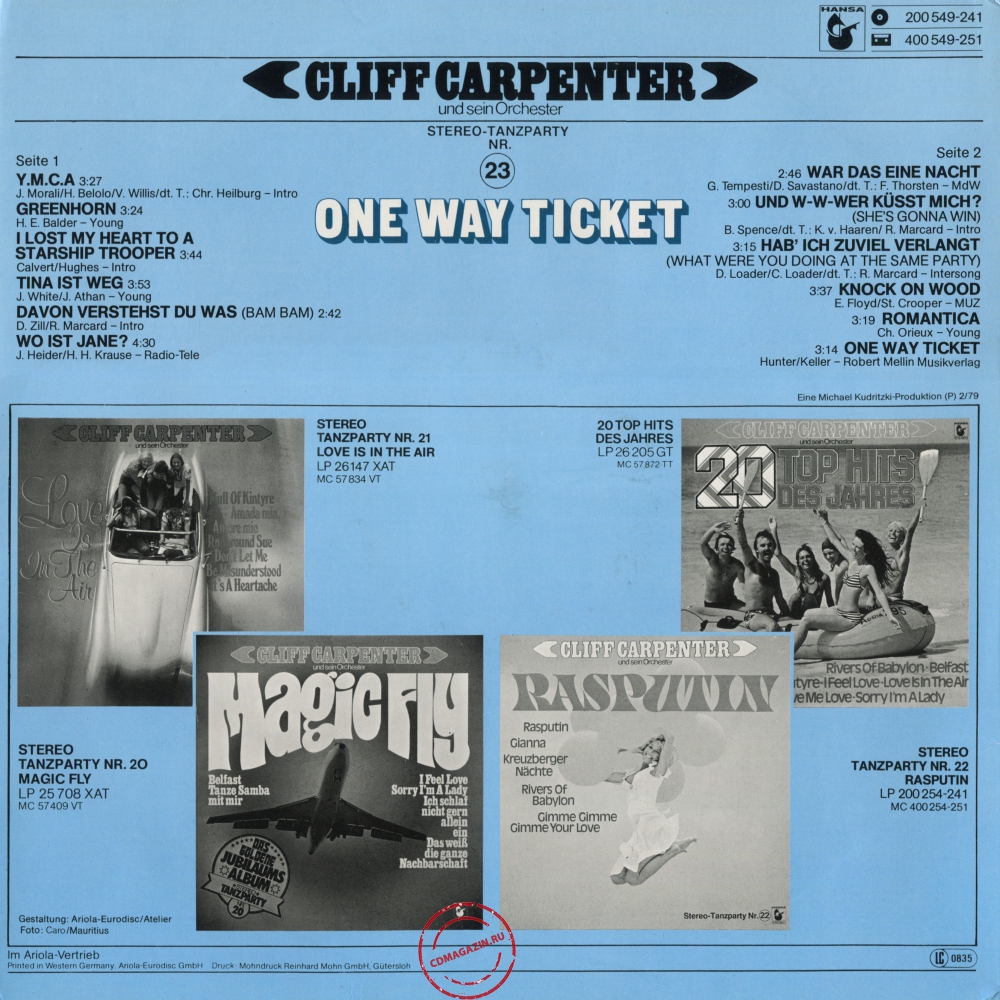 Оцифровка винила: Cliff Carpenter (1979) One Way Ticket