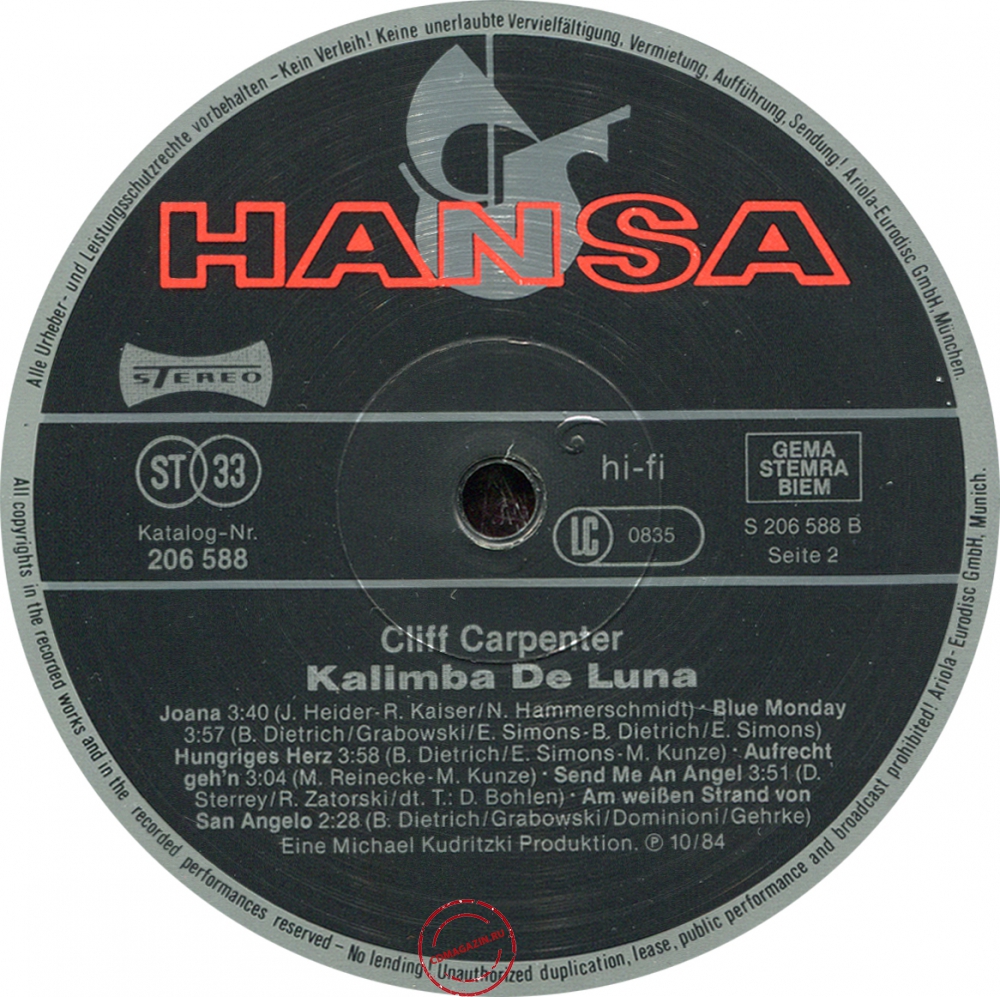 Оцифровка винила: Cliff Carpenter (1984) Kalimba De Luna