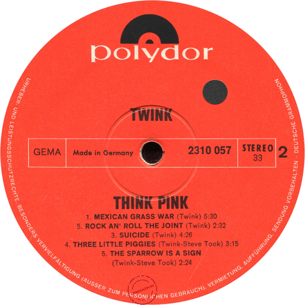 Оцифровка винила: Twink (4) (1970) Think Pink