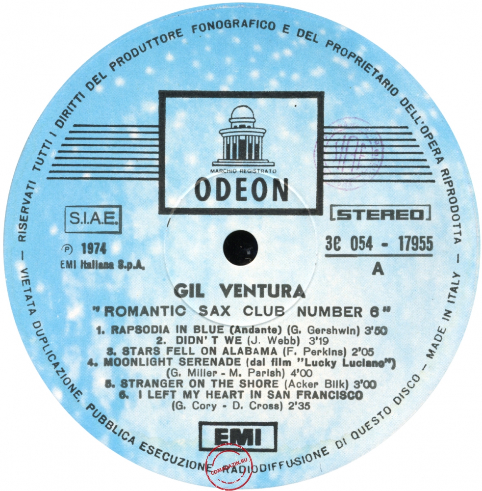 Оцифровка винила: Gil Ventura (1974) Sax Club Number 6 (Romantic)