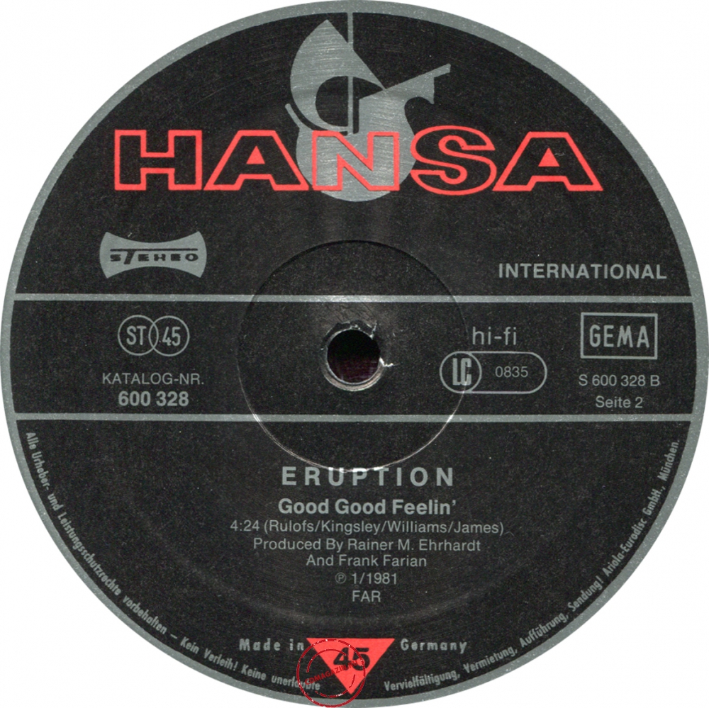 Оцифровка винила: Eruption (4) (1981) Runaway / Good Good Feelin'