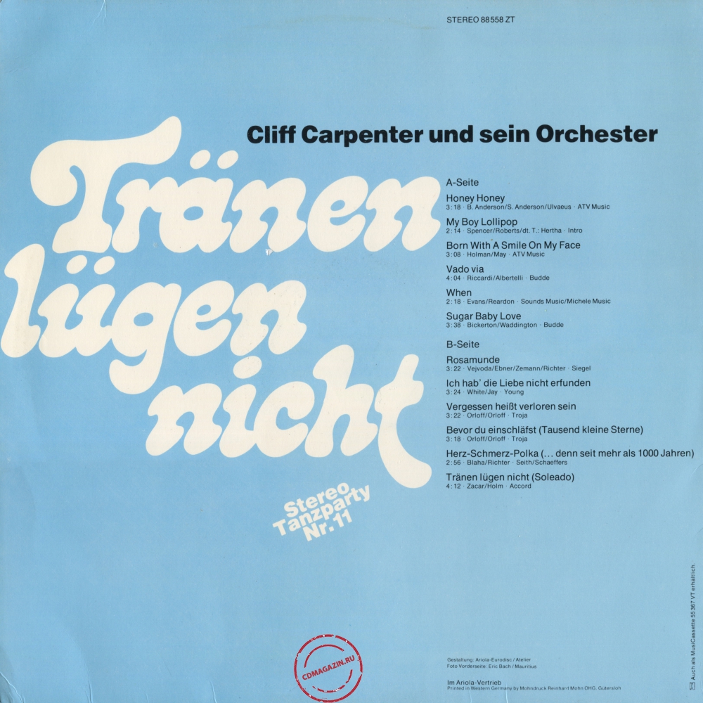 Оцифровка винила: Cliff Carpenter (1975) Tranen Lugen Nicht