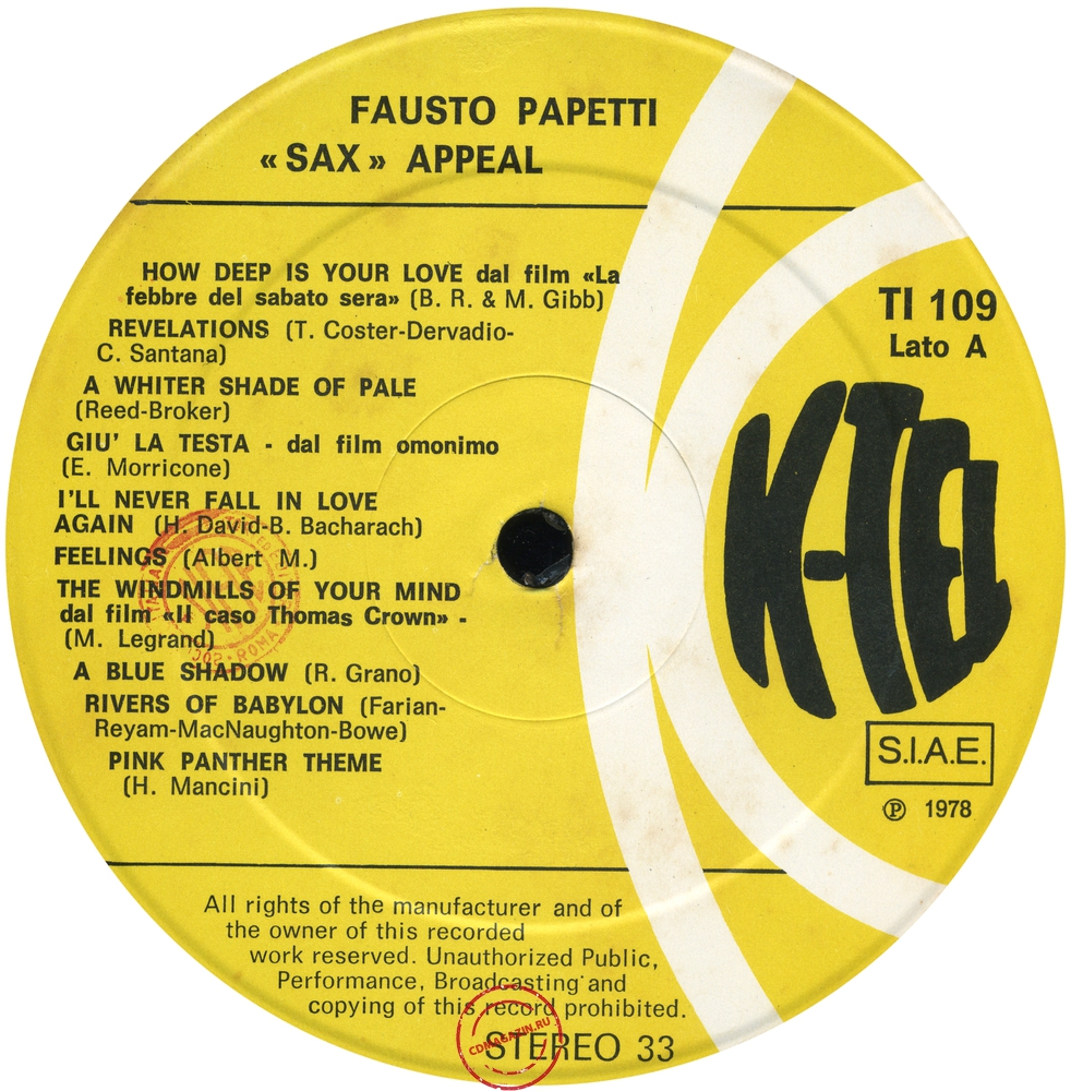 Оцифровка винила: Fausto Papetti (1978) "Sax" Appeal