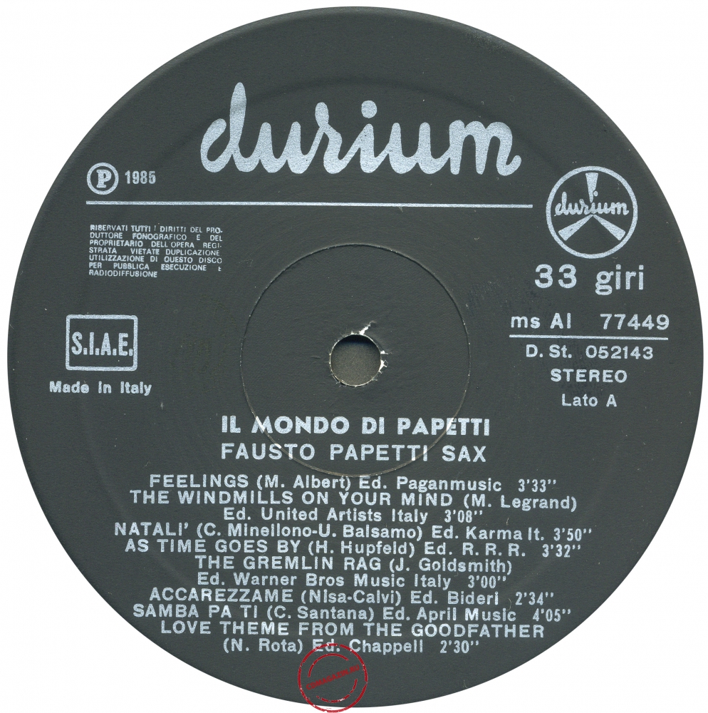 Оцифровка винила: Fausto Papetti (1985) Il Mondo Di Papetti