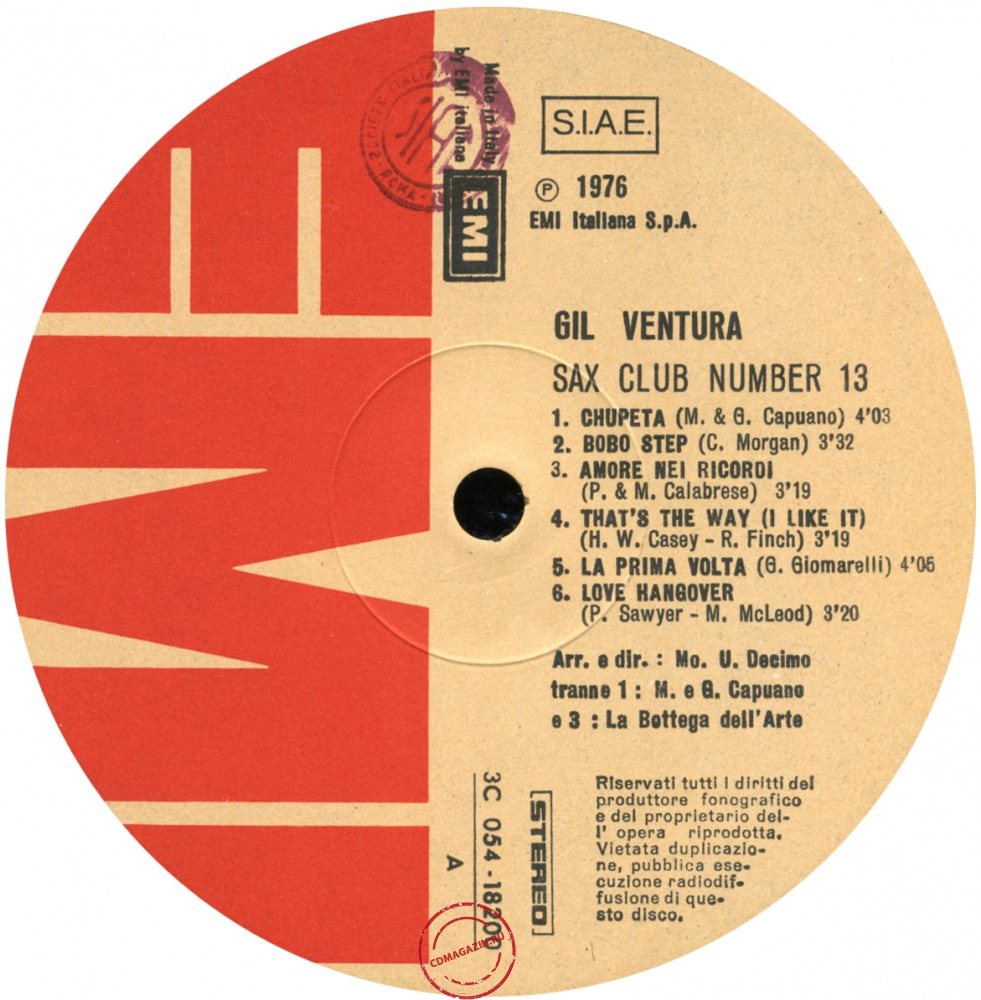 Оцифровка винила: Gil Ventura (1976) Sax Club Number 13