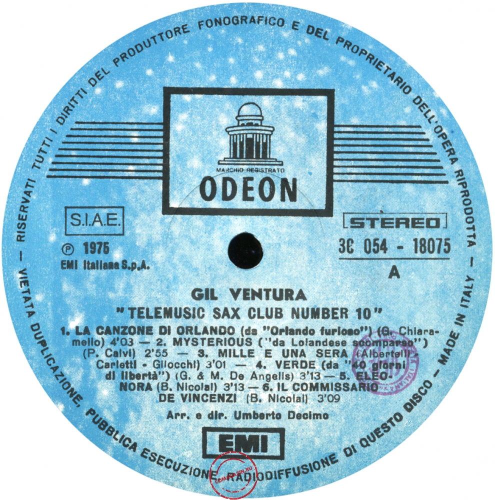 Оцифровка винила: Gil Ventura (1975) Sax Club Number 10