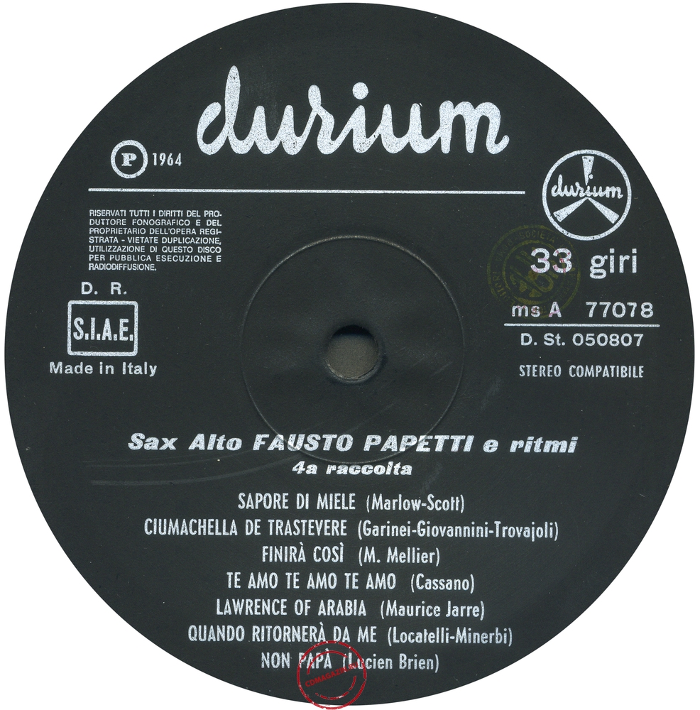 Оцифровка винила: Fausto Papetti (1964) 4a Raccolta