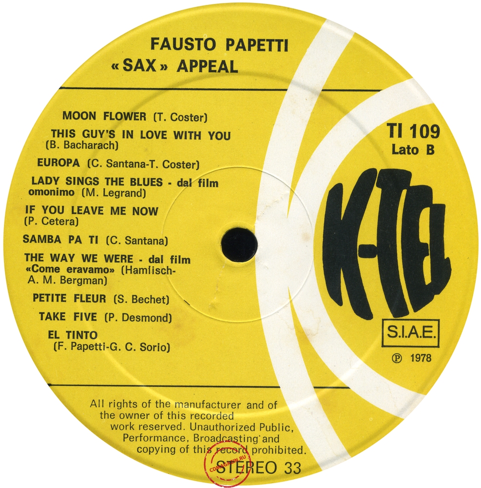 Оцифровка винила: Fausto Papetti (1978) "Sax" Appeal