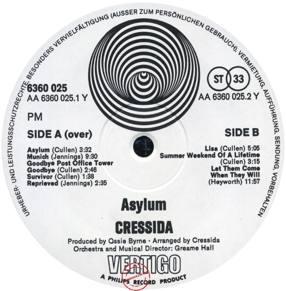 Оцифровка винила: Cressida (3) (1971) Asylum