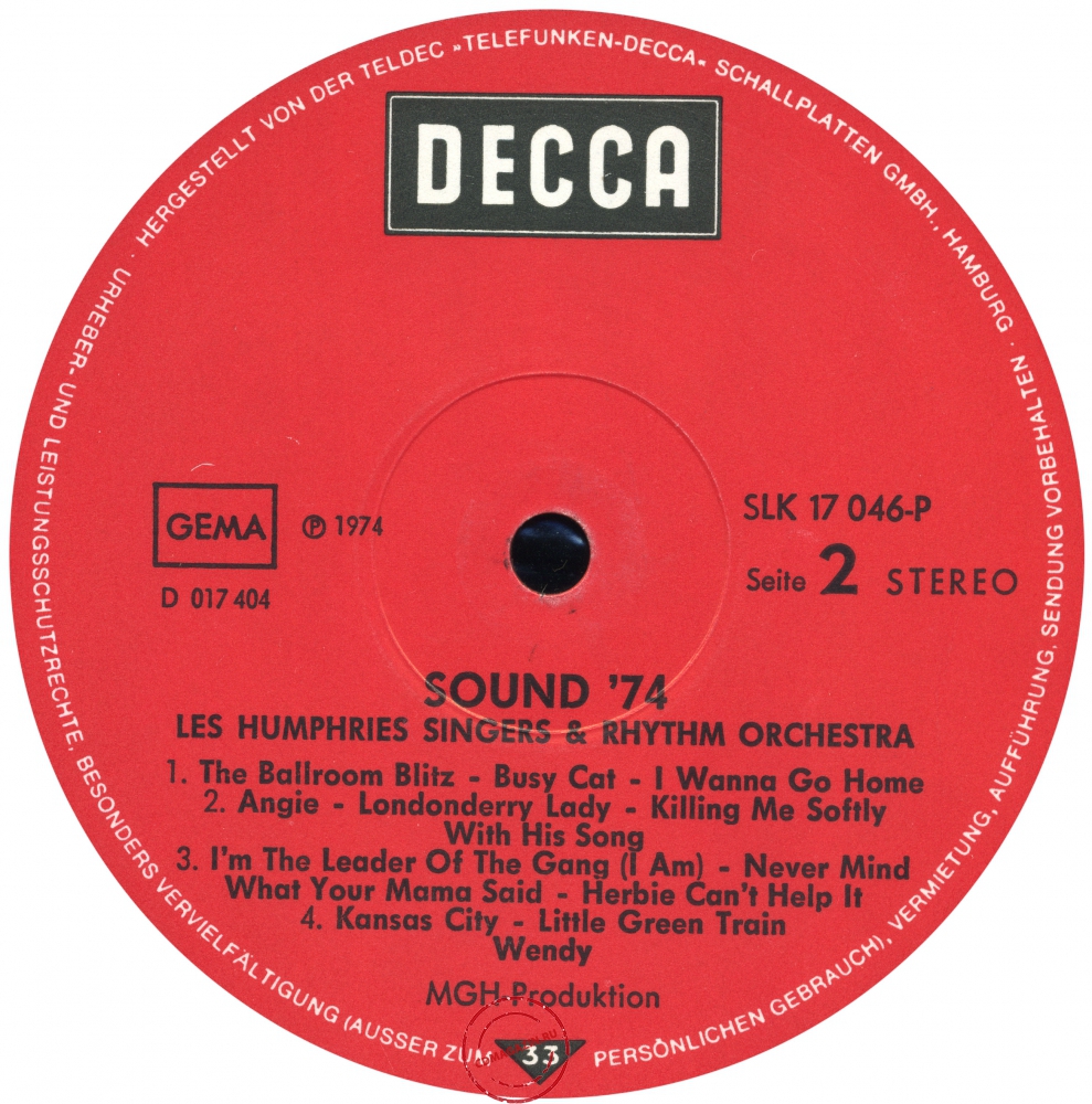 Оцифровка винила: Les Humphries Singers (1974) Sound '74 Оцифровка винила: Les Humphries Singers (1974) Sound '74