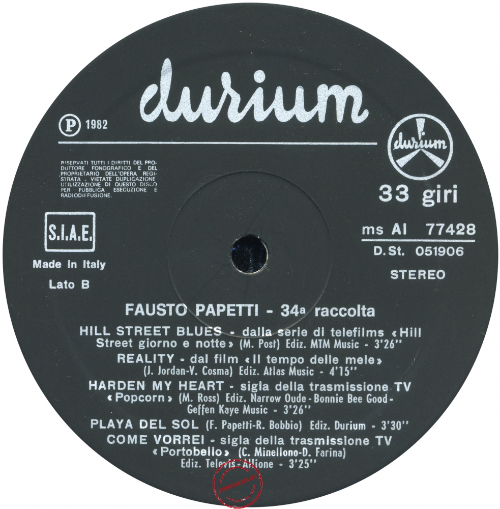 Оцифровка винила: Fausto Papetti (1982) 34a Raccolta