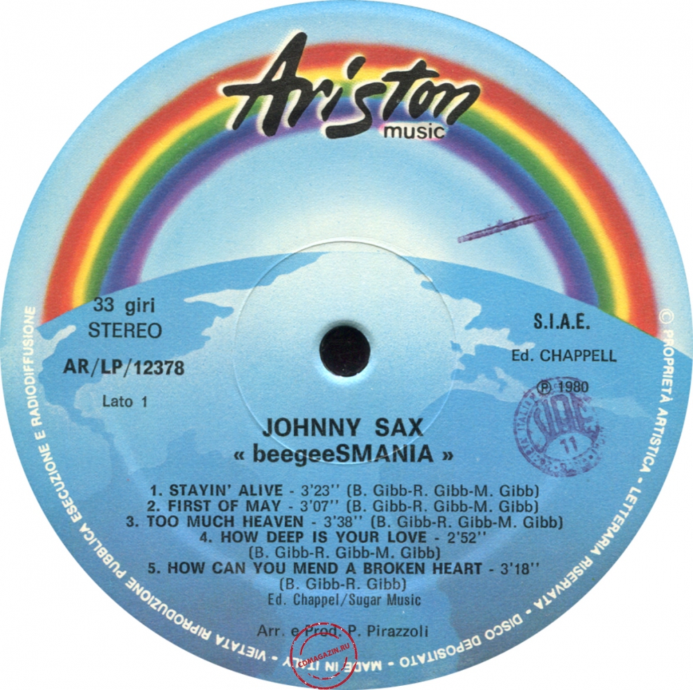 Оцифровка винила: Johnny Sax (1980) Beegeesmania