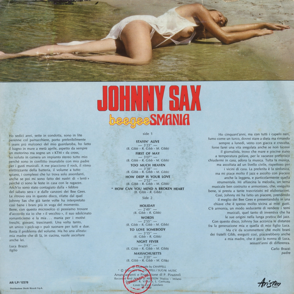 Оцифровка винила: Johnny Sax (1980) Beegeesmania