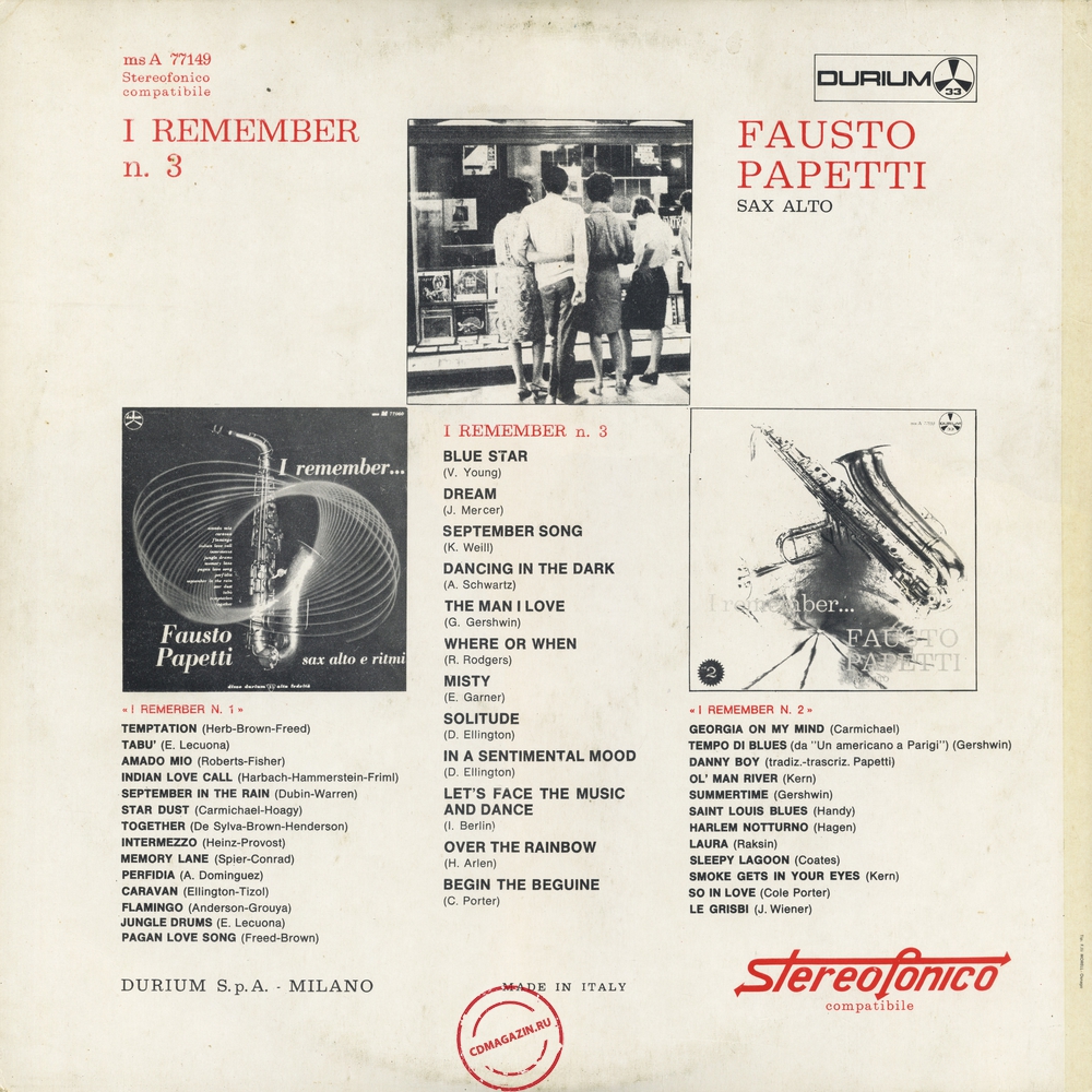 Оцифровка винила: Fausto Papetti (1966) I Remember № 3