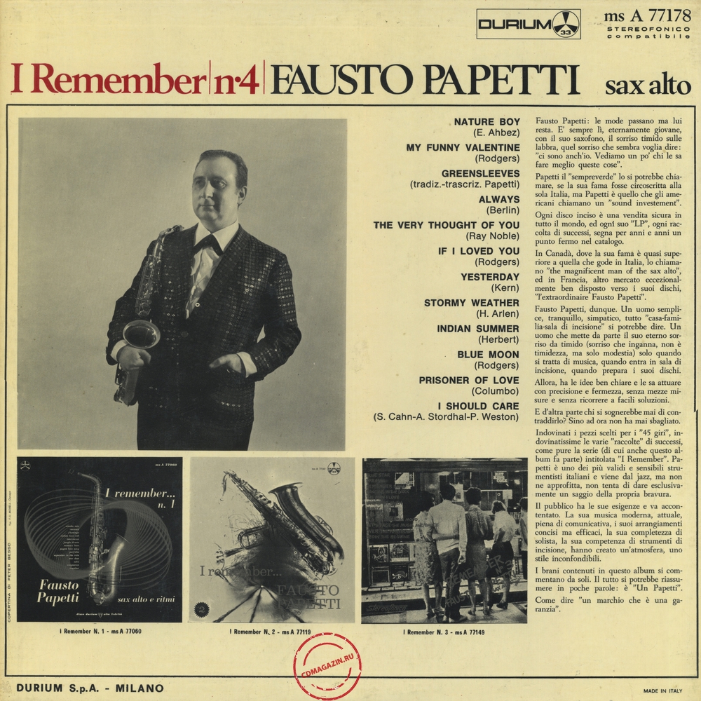 Оцифровка винила: Fausto Papetti (1967) I Remember № 4