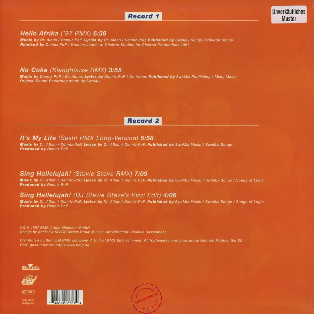 Оцифровка винила: Dr. Alban (1997) The '97 Remixes