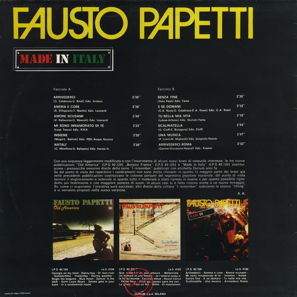 Оцифровка винила: Fausto Papetti (1981) Made In Italy