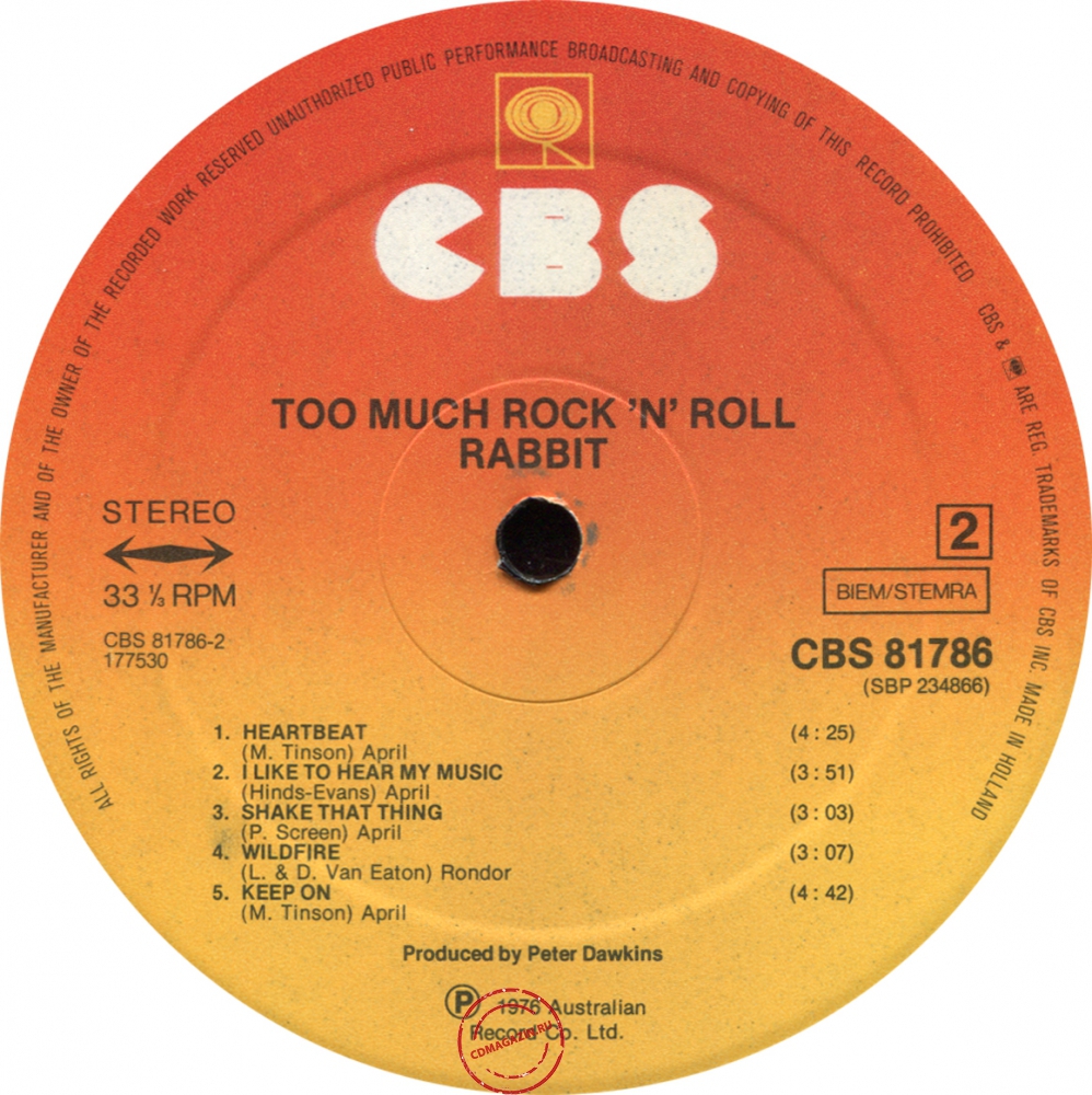 Оцифровка винила: Rabbit (1976) Too Much Rock'n'Roll