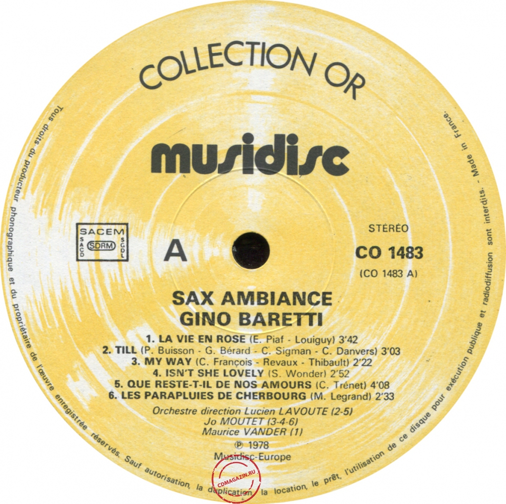 Оцифровка винила: Gino Baretti (1978) Sax Ambiance