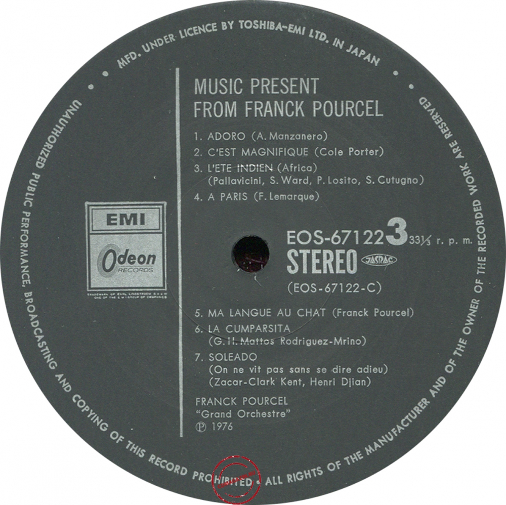 Оцифровка винила: Franck Pourcel (1976) Music Present