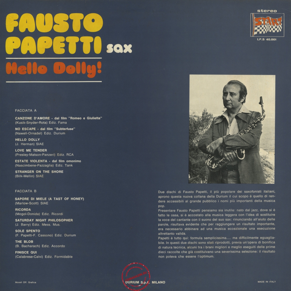 Оцифровка винила: Fausto Papetti (1977) Hello Dolly!