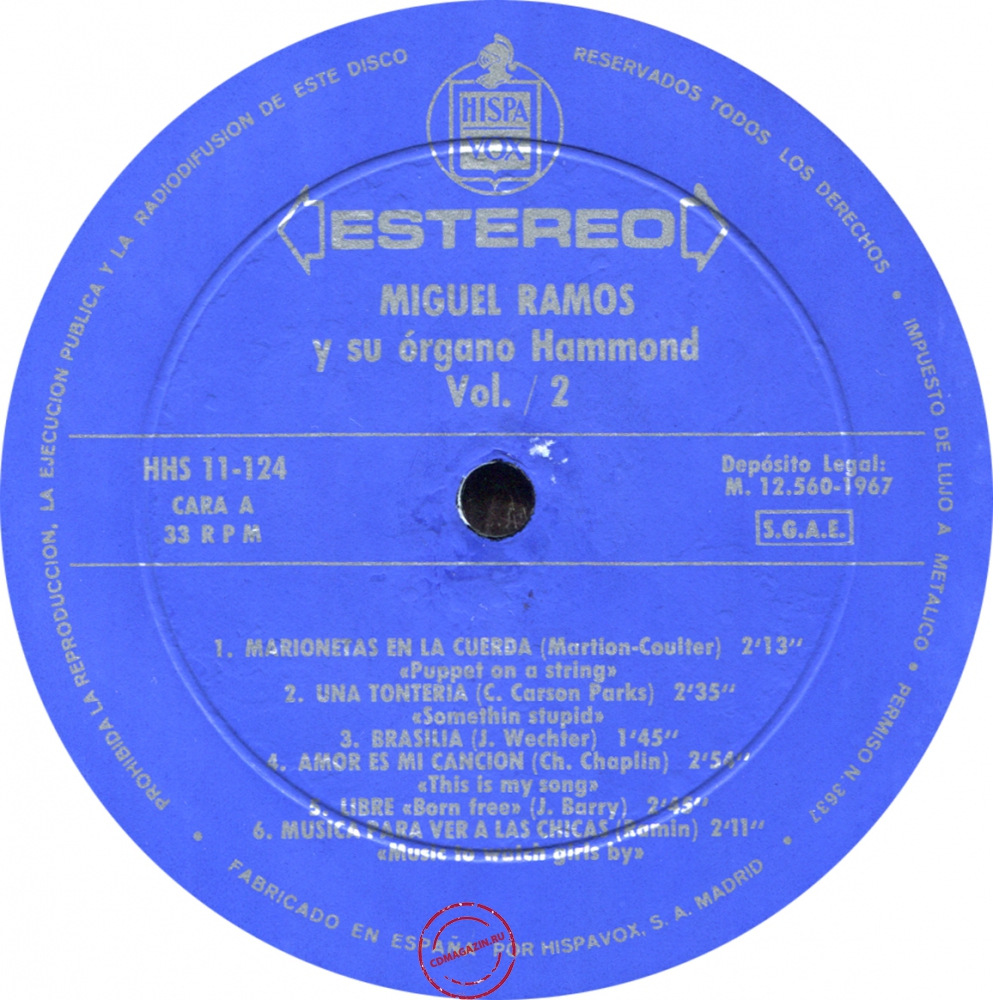 Оцифровка винила: Miguel Ramos (1967) Y Su Organo Hammond Vol. 2 Оцифровка винила: Miguel Ramos (1967) Y Su Organo Hammond Vol. 2