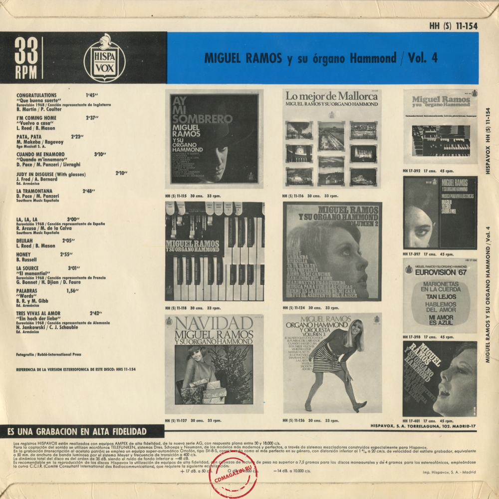 Оцифровка винила: Miguel Ramos (1968) Y Su Organo Hammond Vol. 4 Оцифровка винила: Miguel Ramos (1968) Y Su Organo Hammond Vol. 4