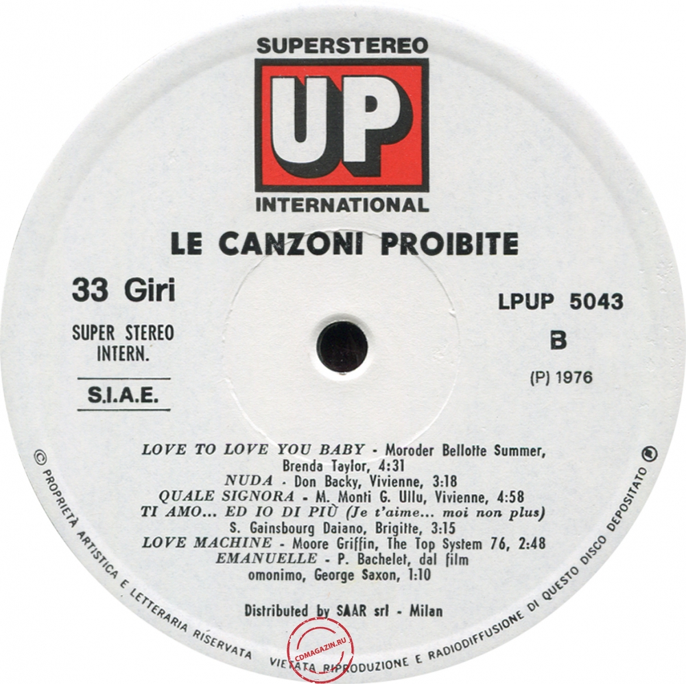 Оцифровка винила: VA Le Canzoni Proibite (1976) Vol. 1