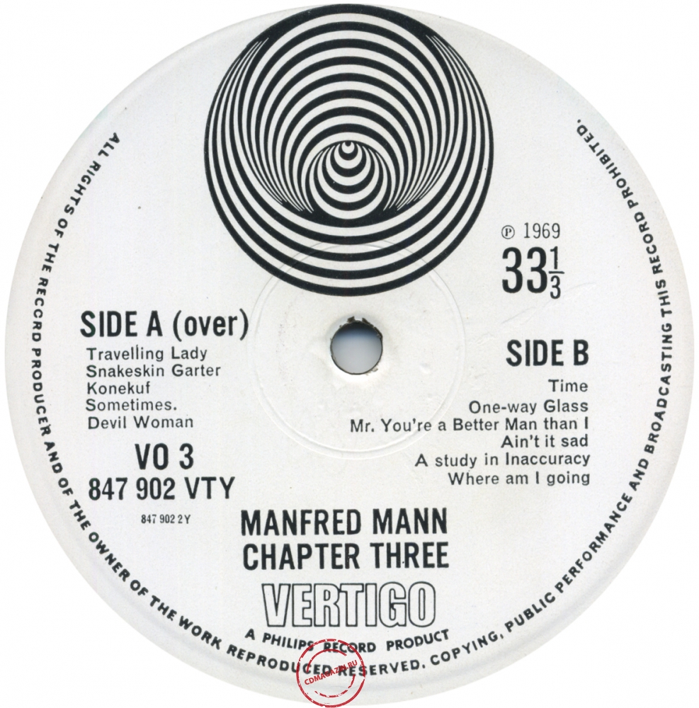Оцифровка винила: Manfred Mann Chapter Three (1969) Manfred Mann Chapter Three