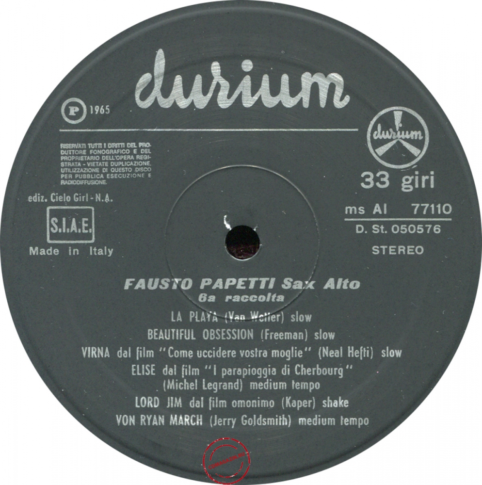 Оцифровка винила: Fausto Papetti (1965) 6a Raccolta