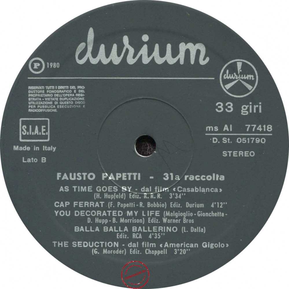 Оцифровка винила: Fausto Papetti (1980) 31a Raccolta