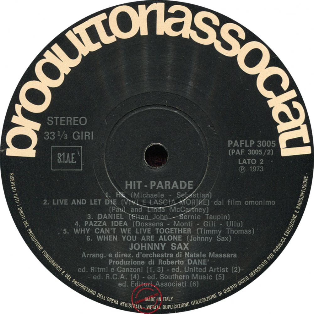 Оцифровка винила: Johnny Sax (1973) Hit Parade Volume 1° Оцифровка винила: Johnny Sax (1973) Hit Parade Volume 1°