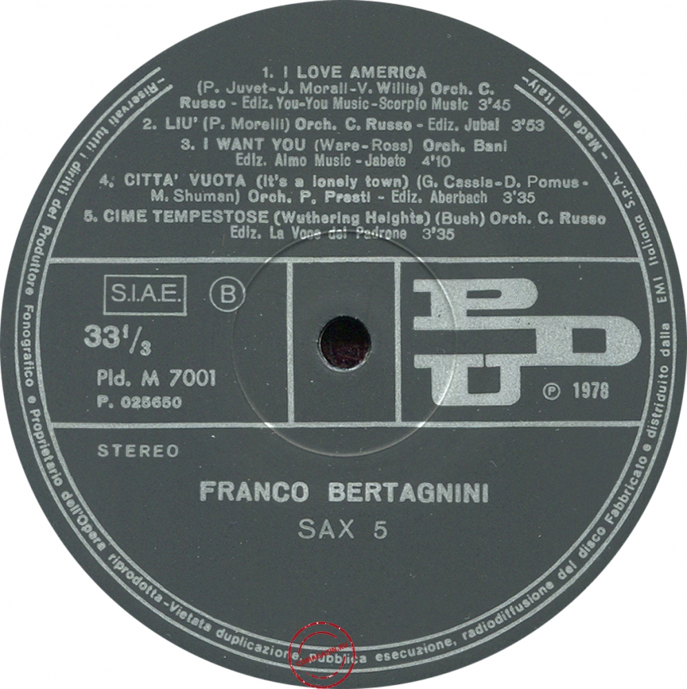 Оцифровка винила: Franco Bertagnini (1978) Sax 5