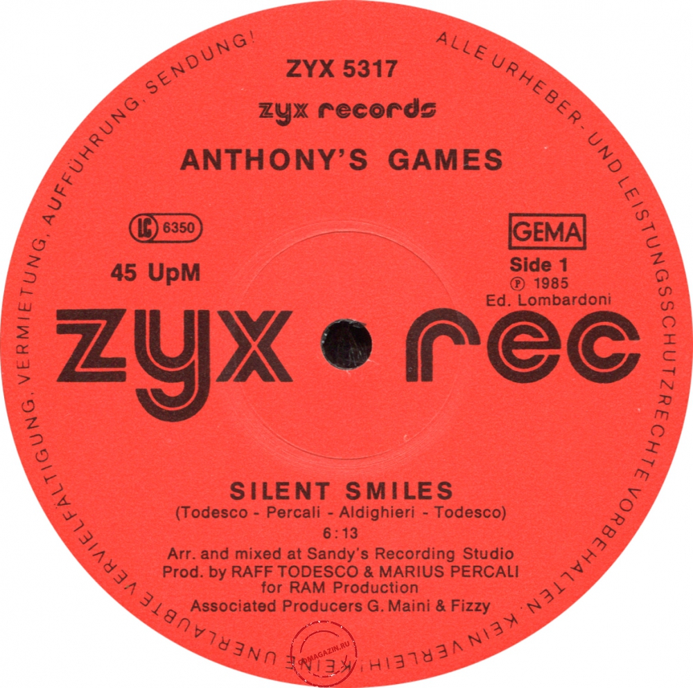 Оцифровка винила: Anthony's Games (1985) Silent Smiles
